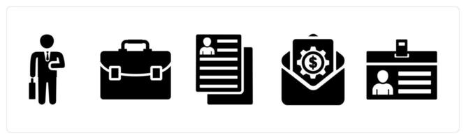 Set of 5 mix icons as businessman, portfolio, user details vector