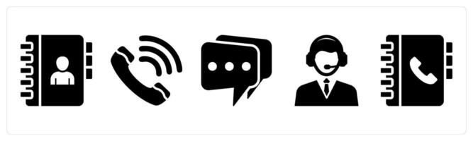 Set of 5 mix icons as contact book, calling, sms vector
