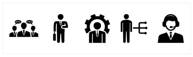 Set of 5 mix icons as business conversation, businessman, business management vector