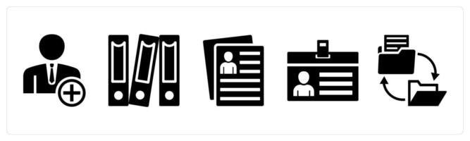 Set of 5 mix icons as create user, files, user details vector