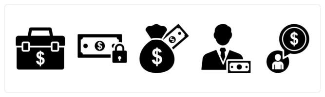 Set of 5 mix icons as financial portfolio, money security, investment vector