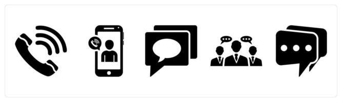 Set of 5 mix icons as calling, mobile calling, sms vector