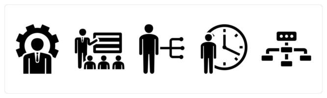 Set of 5 mix icons as business management, lecture, work responsibilities vector