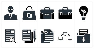 Set of 10 mix icons as businessman, business bag, briefcase vector
