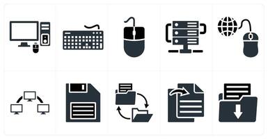 Set of 10 mix icon as computer, keyboard, mouse, ppc vector