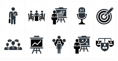 Set of 10 mix icons as businessman, meeting, lecture vector
