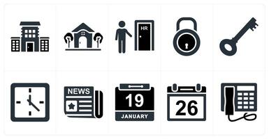 Set of 10 mix icons as building, real estate, human resource vector