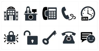 Set of 10 mix icons as hotel, receptionist, telephone vector