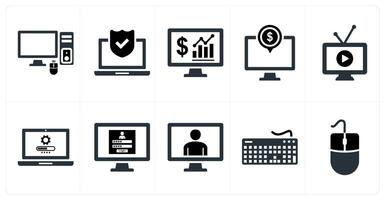 Set of 10 mix icons as computer, laptop security, online analytics vector