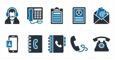 A set of 10 mix icons as customer support, telephone, list vector