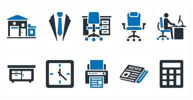 A set of 10 mix icons as office, business suite, office table vector