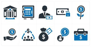 A set of 10 mix icons as bank, locker, accountant vector