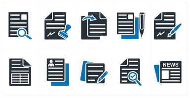 A set of 10 mix icons as search file, stamp paper, file transfer vector
