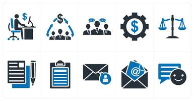 A set of 10 mix icons as office work, financial meeting, business conversation vector