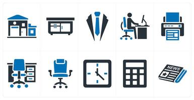 A set of 10 mix icons as office, drawers, business suite vector