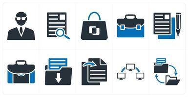 A set of 10 mix icons as businessman, search file, business bag vector