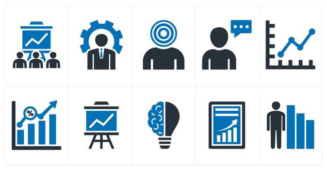 A set of 10 mix icons as business presentation, business management, business target vector