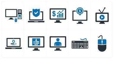 A set of 10 mix icons as computer, laptop security, online analytics vector