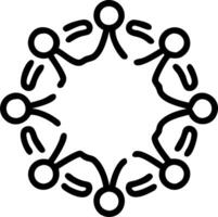 Abstract circle of diverse figures holding hands with copy space vector