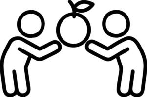 Candid shot of friends exchanging mandarin oranges with space for text to the right. vector