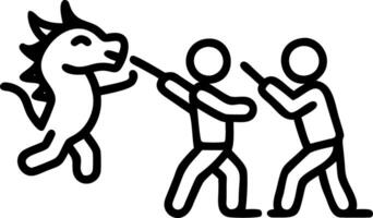 Candid shot of children performing a dragon dance in a park with copy space on the right. vector