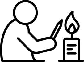 Candid shot of a person writing reflections in a journal by candlelight with copy space on the side. vector