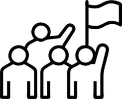 Candid photo of people attending a flag raising ceremony with copy space on the right. vector