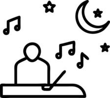 Candid image of a musician playing soothing melodies on a rooftop under the stars copy space below. vector