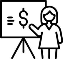 Businesswoman presenting financial optimization in open office copy space vector