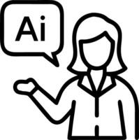Businesswoman presenting AI business solutions with bokeh background copy space vector