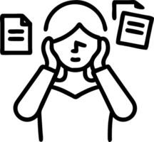 Businesswoman feeling overwhelmed with financial reports in bokeh digital art copy space vector