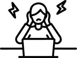 Businesswoman feeling anxious while handling financial reports on plain desk copy space vector