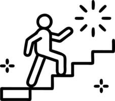 Businessperson climbing digital staircase towards bright light with bokeh effects ample copy space. vector