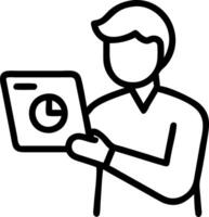 Businessman using tablet with green analytics vector