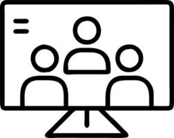 Business team conferencing on large screen in modern office with copy space vector
