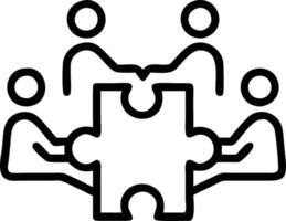 Business team strategizing over puzzle pieces in conference room copy space above. Set 6 vector