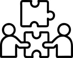 Business team strategizing over puzzle pieces in conference room copy space above. Set 7 vector