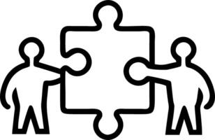 Business team solving a jigsaw puzzle with soft abstract background copy space above. vector