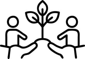Business team planting saplings together in a green space with copy space vector