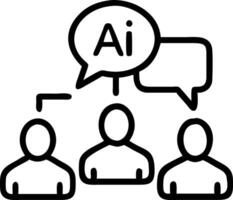 Business team collaborating with AI assistant in open office copy space vector
