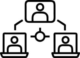 Business team collaborating on project management software plain background copy space on top. vector