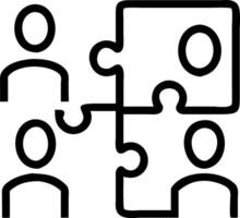 Business team brainstorming over puzzle pieces with candid expressions copy space on right. Set 2 vector