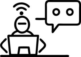 Business professionals interacting with AI powered virtual assistant in office copy space vector