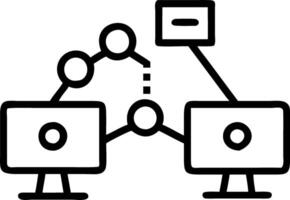 Business professionals analyzing network data in a sleek office with copy space vector