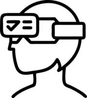 Business professional with virtual reality headset amid abstract graphics and bokeh copy space available. vector