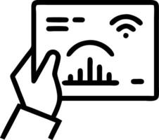Business professional using a tablet to monitor energy consumption with digital dashboard vector