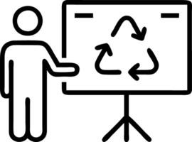 Business professional presenting recycling data analytics on screen symbolizing green technology vector