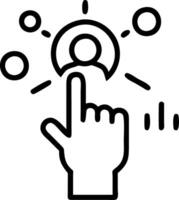 Business person touching glowing digital icons over abstract background with bokeh ample space for text. vector