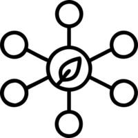 Business network nodes forming a green leaf with copy space vector