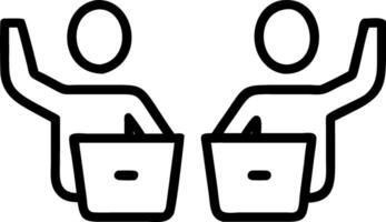 Business graduates holding laptops in glossy office copy space on left vector